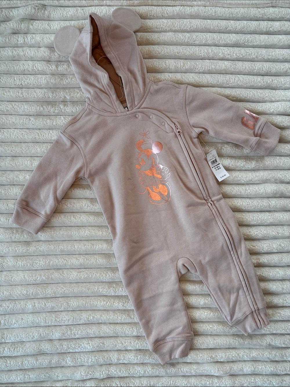 GAP Light Pink Hooded Baby One-Piece Romper with Mouse Ears